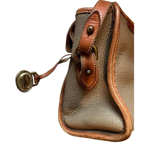 Dooney & Bourke Essex flap Crossbody Shoulder Pebbled Leather Taupe Tan Bag - Picture 4 of 12